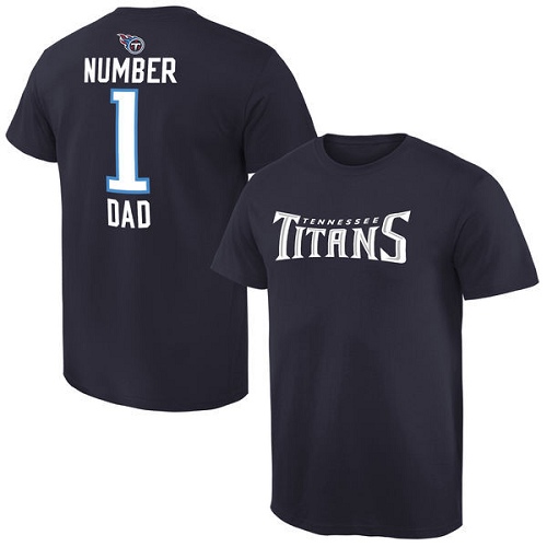 NFL Men's Tennessee Titans Pro Line Navy Number 1 Dad T-Shirt